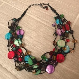 Layered Multicolor Glass Bead Statement Necklace